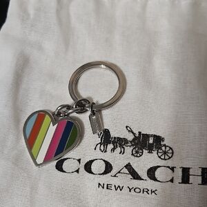 Coach EUC Y2K Legacy Heart Keychain with Mini Dust Bag